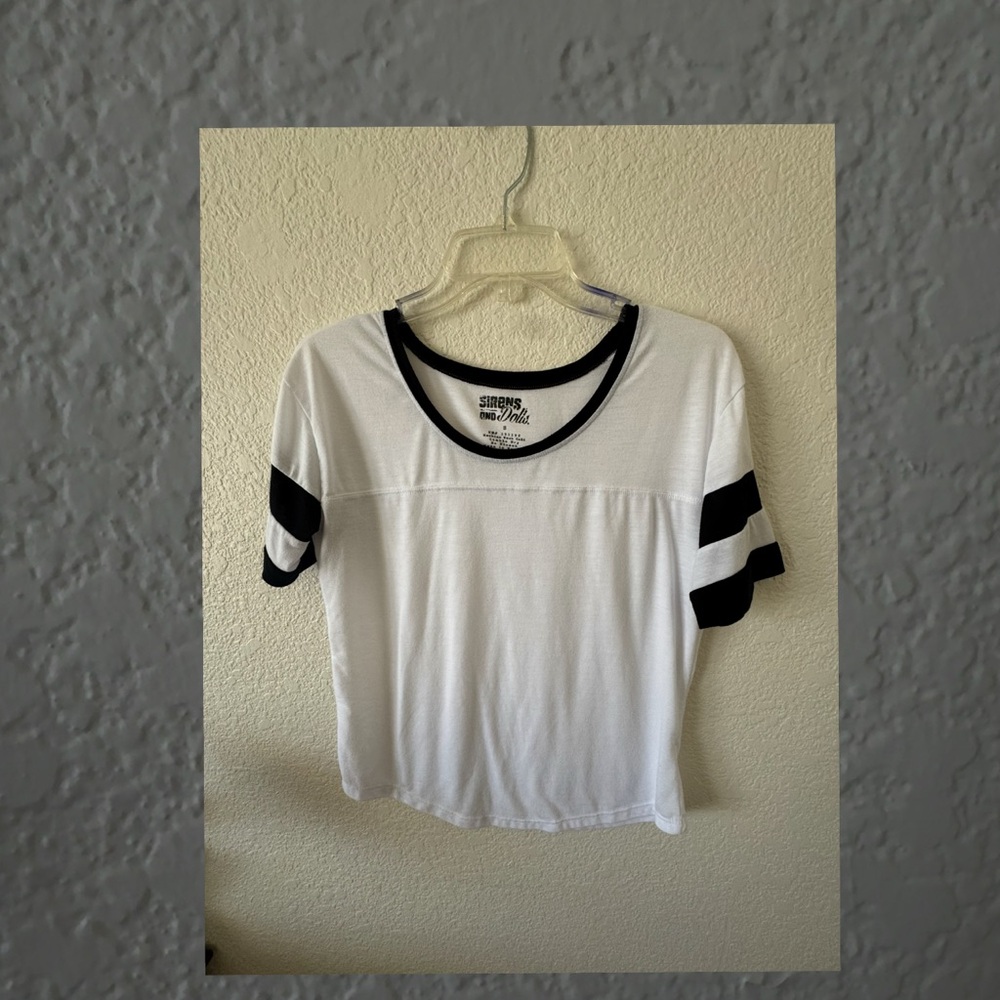 White and Black Crop T-Shirt
